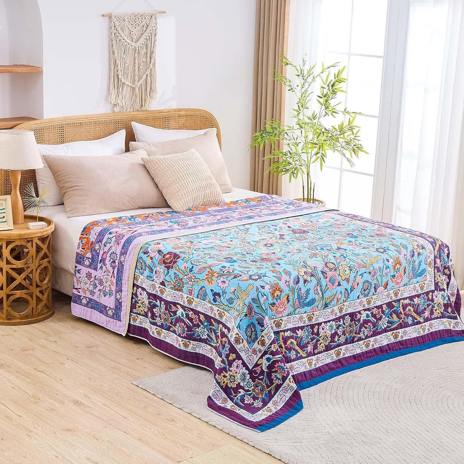 Floral Frame Muslin Cotton Gauze Quilt