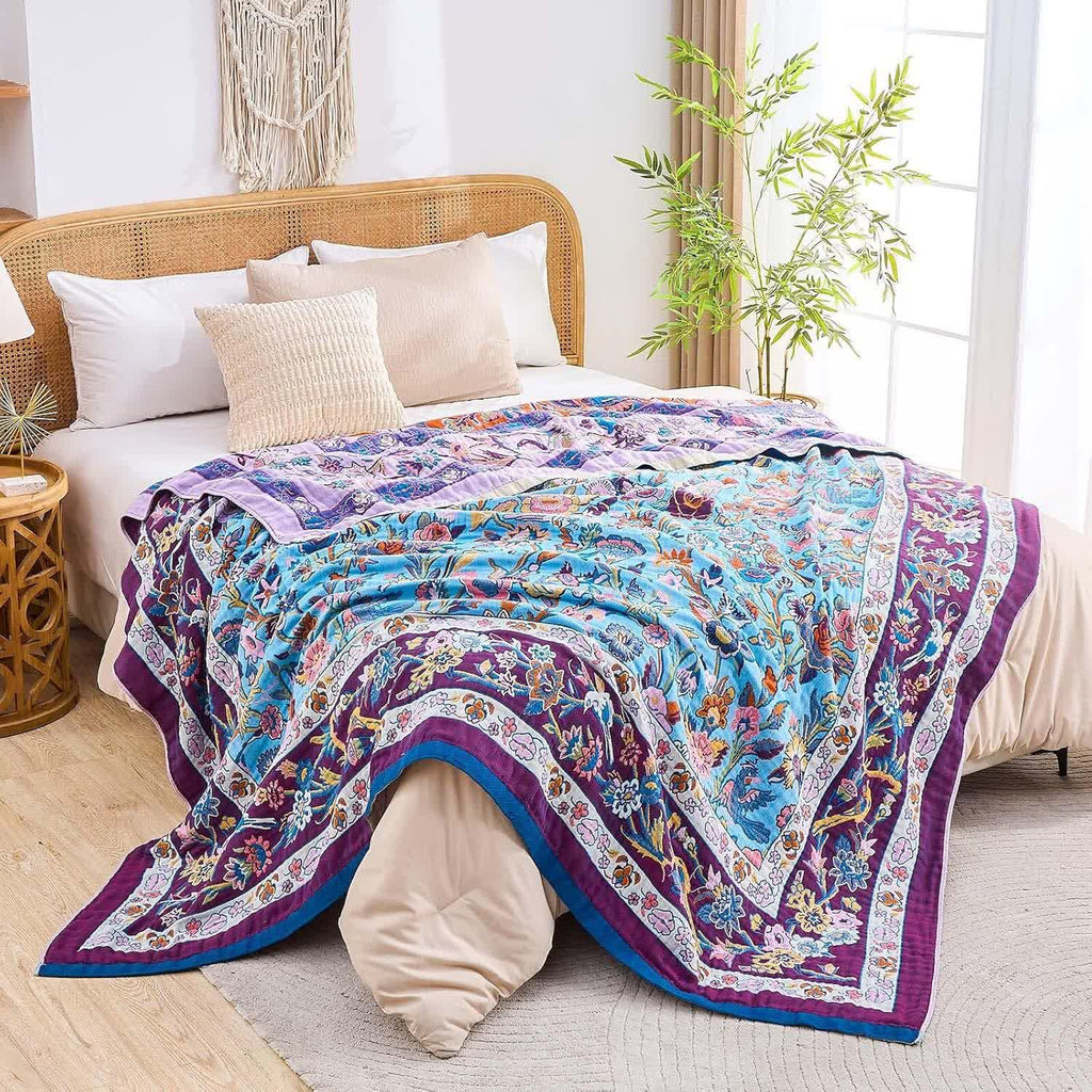 Floral Frame Muslin Cotton Gauze Quilt