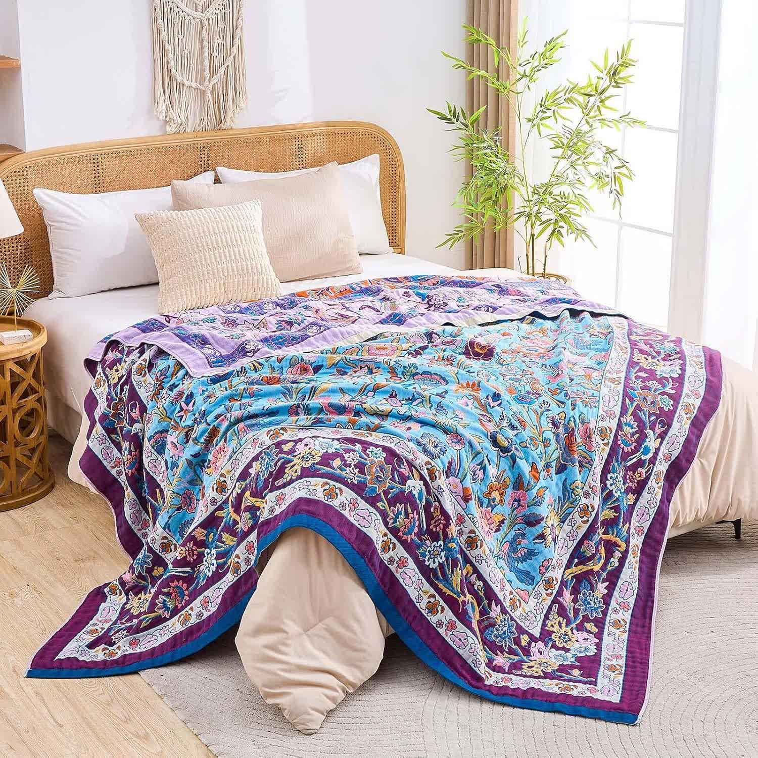 Floral Frame Muslin Cotton Gauze Quilt