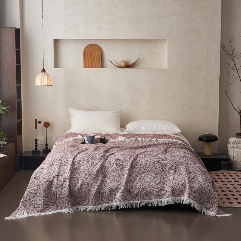 Tree-inspired Reversible Cotton Tassel Quilt