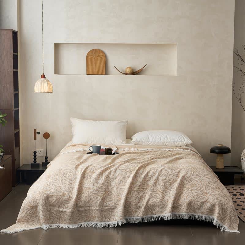 Tree-inspired Reversible Cotton Tassel Quilt