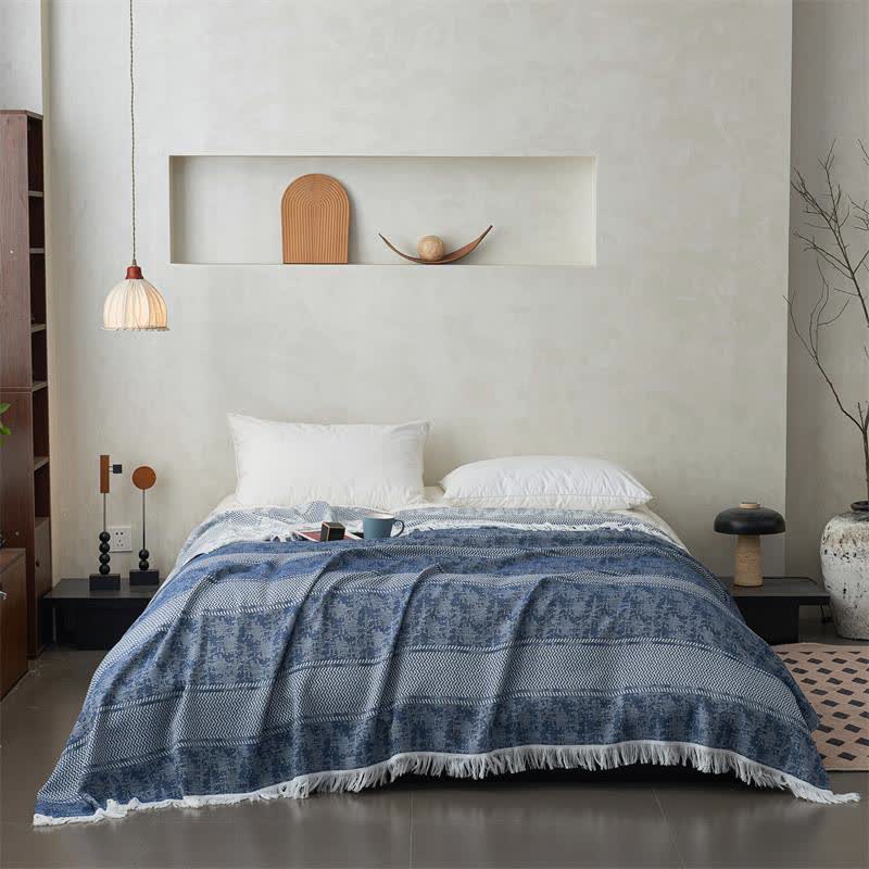 Modern Jacquard Reversible Cotton Tassel Quilt