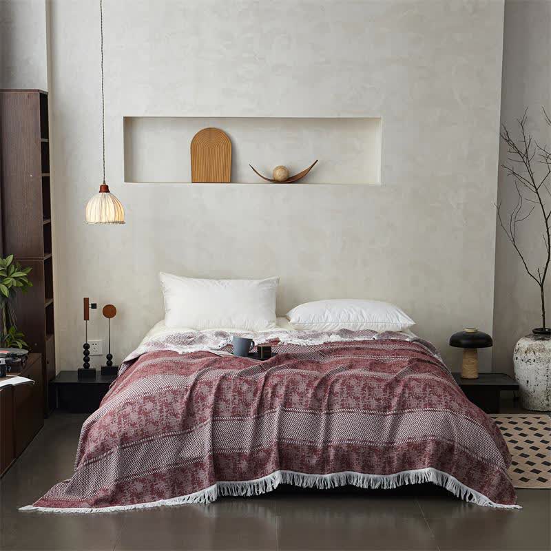 Modern Jacquard Reversible Cotton Tassel Quilt