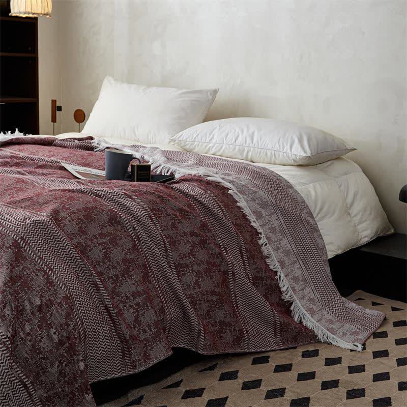Modern Jacquard Reversible Cotton Tassel Quilt