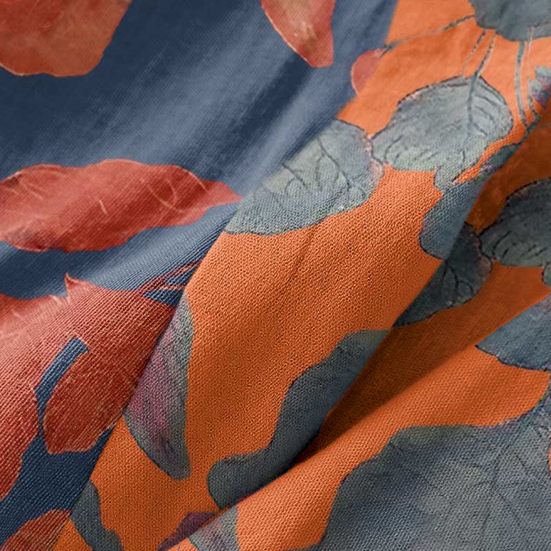 Botanical Leaf Cotton Gauze Kimono Robe