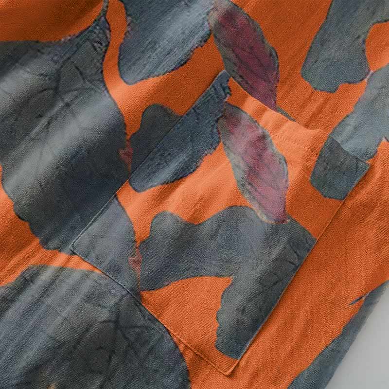 Botanical Leaf Cotton Gauze Kimono Robe