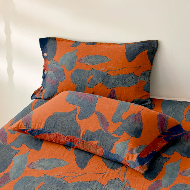 Botanical Leaf Cotton Gauze Jacquard Bedspread