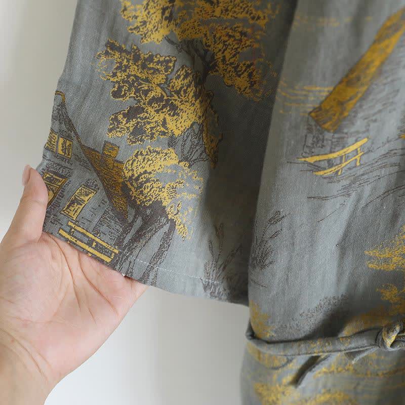 Unisex Landscape Cotton Gauze Bathrobe