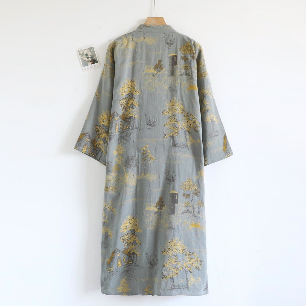Unisex Landscape Cotton Gauze Bathrobe