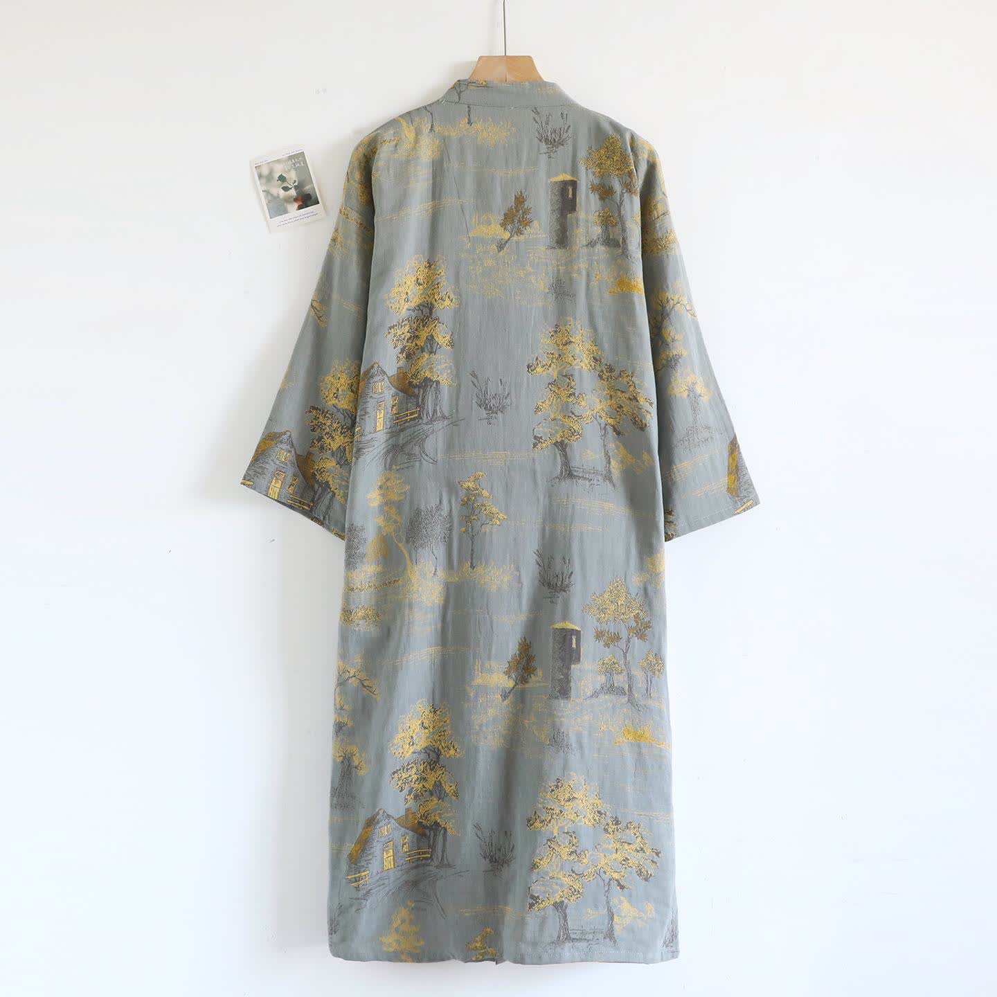 Unisex Landscape Cotton Gauze Bathrobe