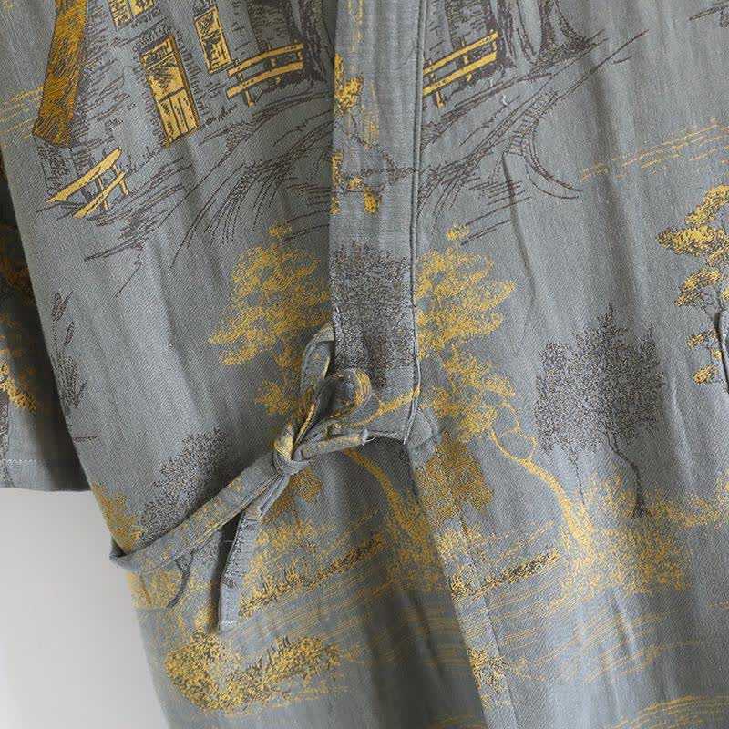 Unisex Landscape Cotton Gauze Bathrobe