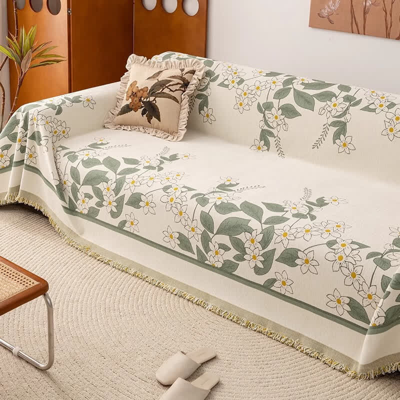 Rustic Lily Chenille Sofa Throw Blanket