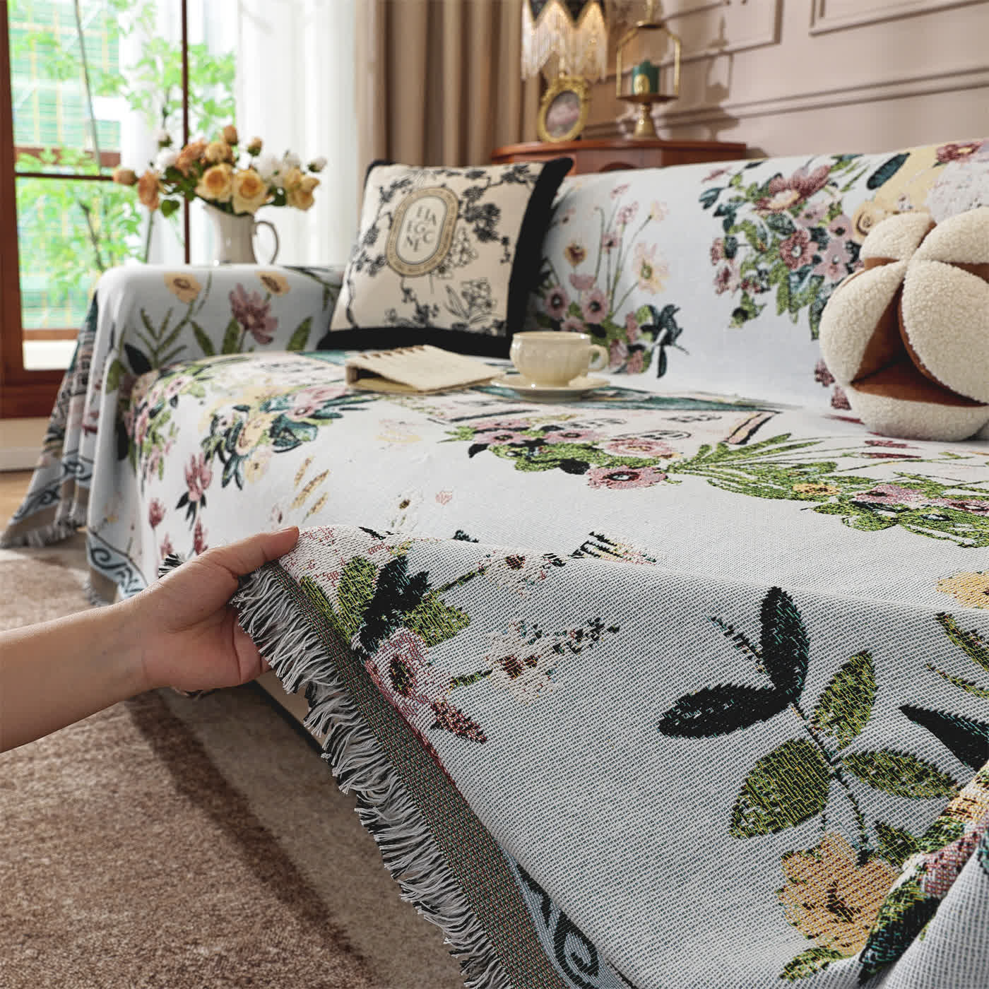 Countryside Town Chenille Sofa Throw Blanket