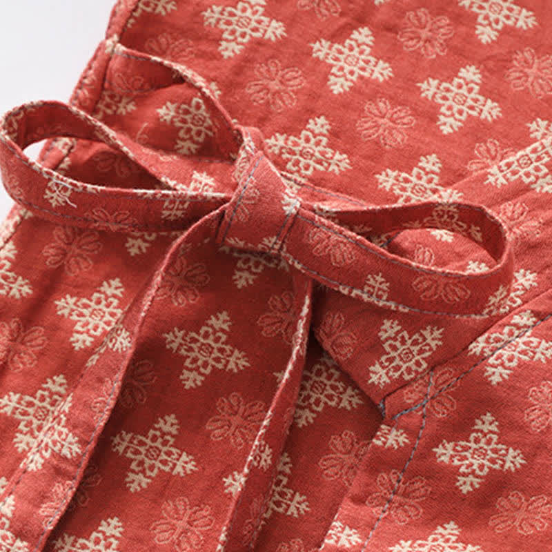 Unisex Geometric Pattern Cotton Pocket Bathrobe