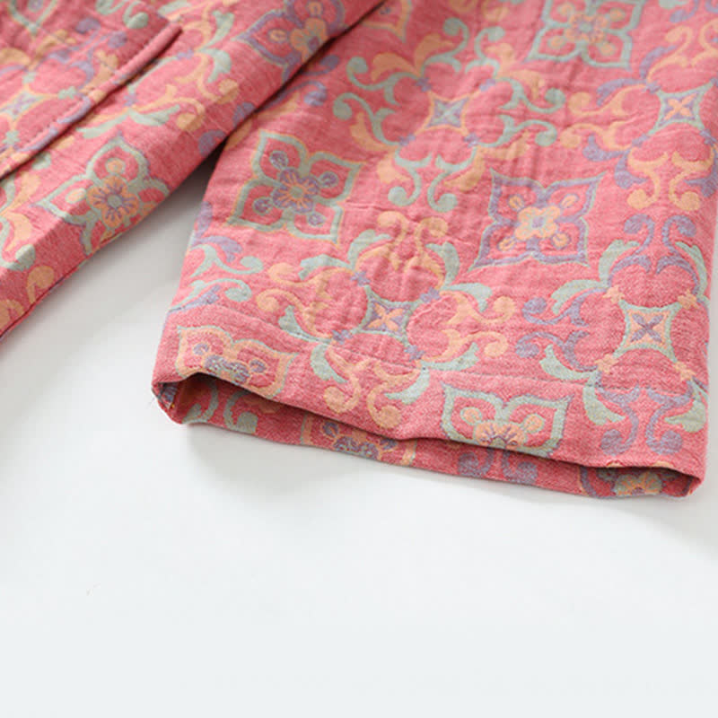 Vintage Floral Cotton Gauze Pocket Bathrobe