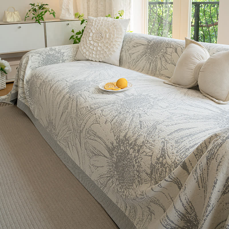 Artistic Sunflower Chenille Sofa Throw Blanket