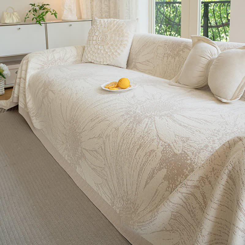 Artistic Sunflower Chenille Sofa Throw Blanket