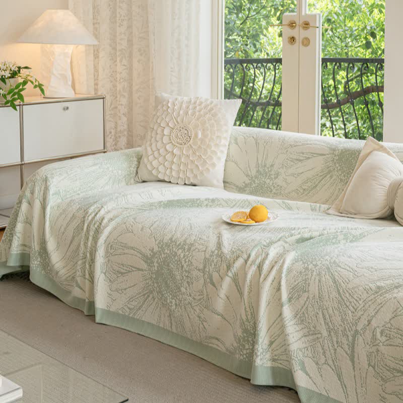Artistic Sunflower Chenille Sofa Throw Blanket