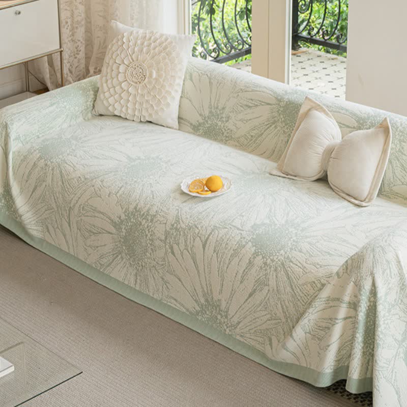 Artistic Sunflower Chenille Sofa Throw Blanket