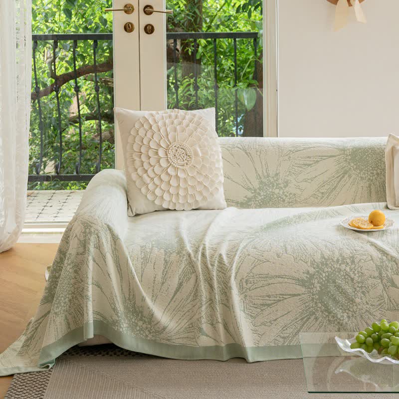 Artistic Sunflower Chenille Sofa Throw Blanket