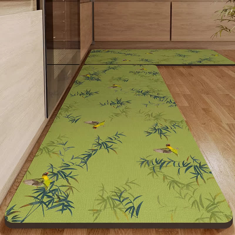 Bamboo Bird Water-absorbent Kitchen Entryway Rug