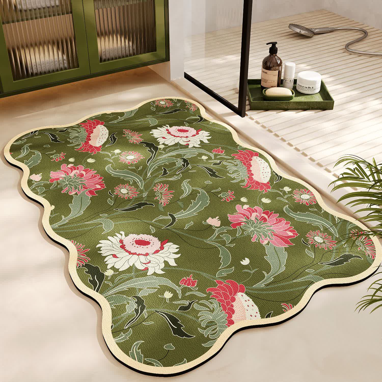 Diatom Mud Anti-slip Floral Bath Mat