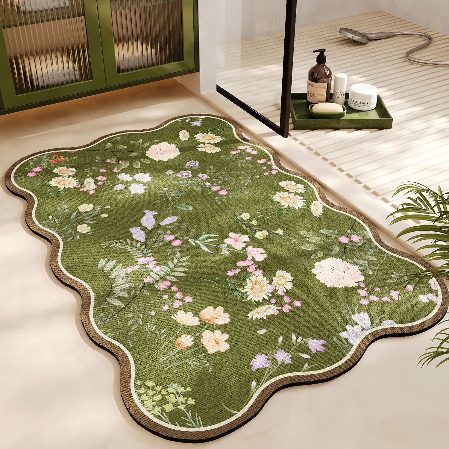 Diatom Mud Anti-slip Floral Bath Mat
