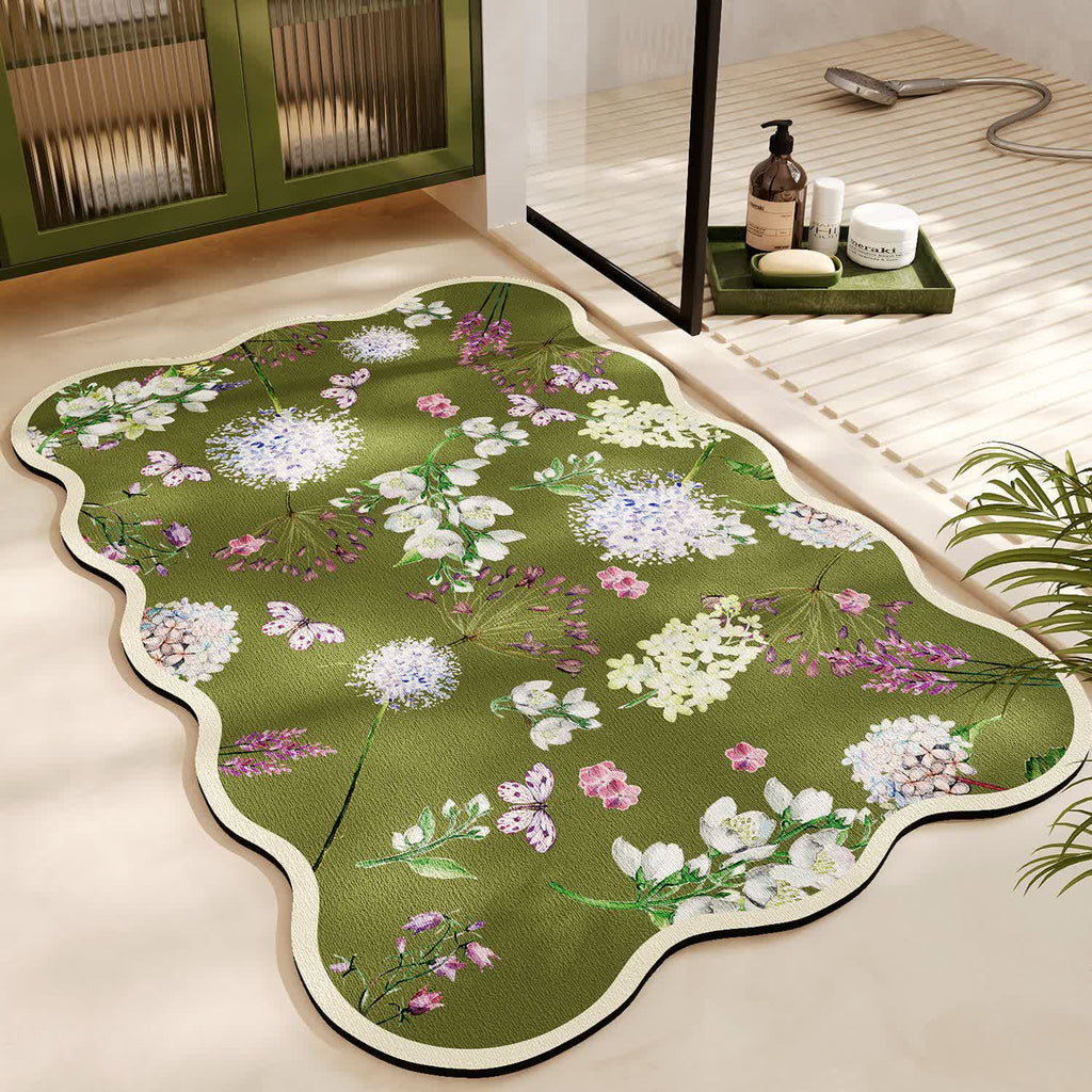 Diatom Mud Anti-slip Floral Bath Mat