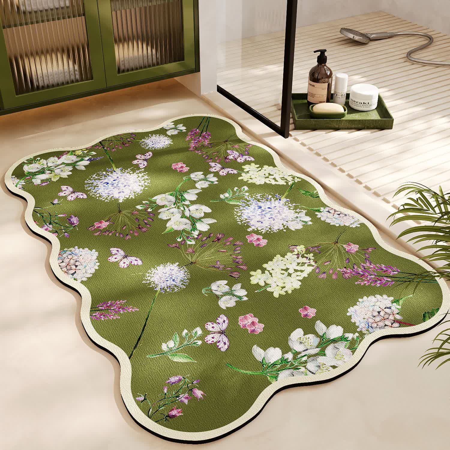 Diatom Mud Anti-slip Floral Bath Mat