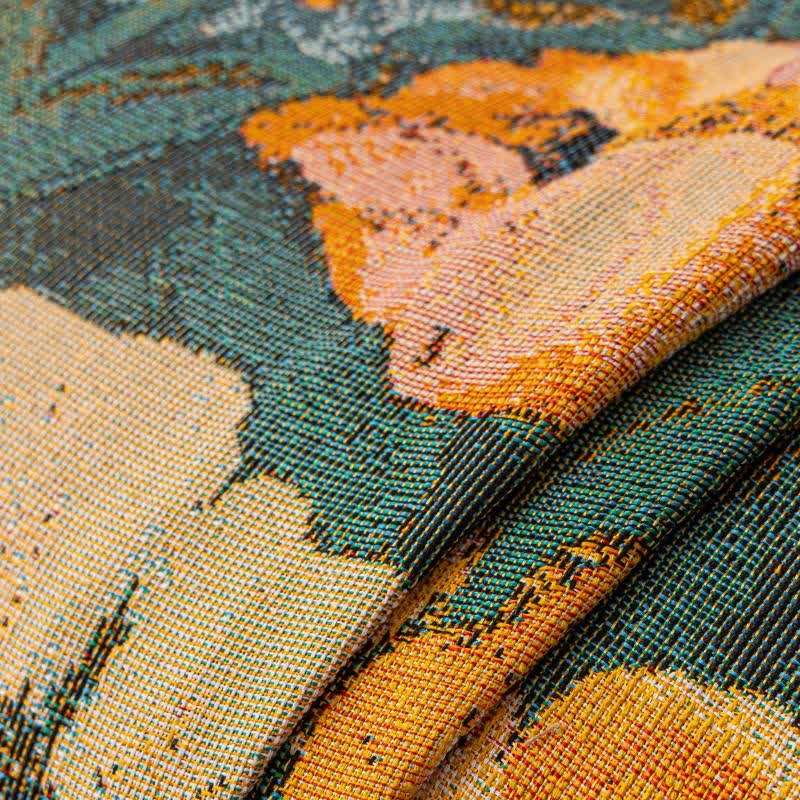 Yellow Floral Ruffled Sofa Throw Blanket