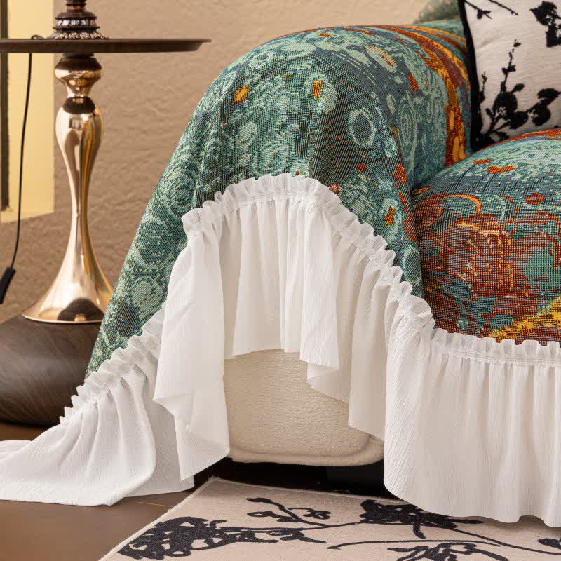 Artistic Forest Ruffled Sofa Throw Blanket