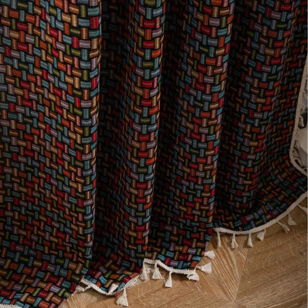 Colorful Geometric Knot Jacquard Curtains