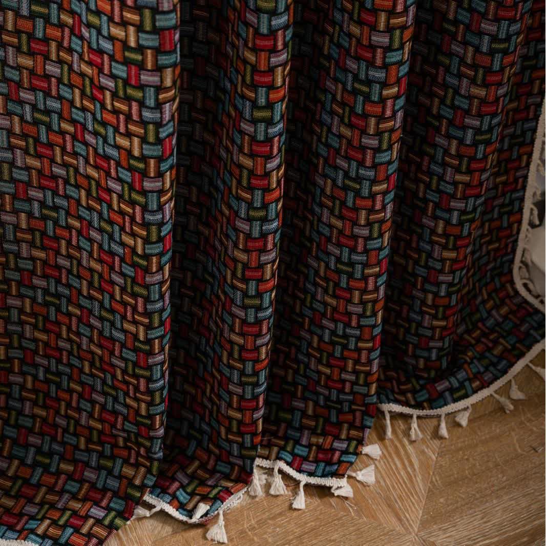 Colorful Geometric Knot Jacquard Curtains