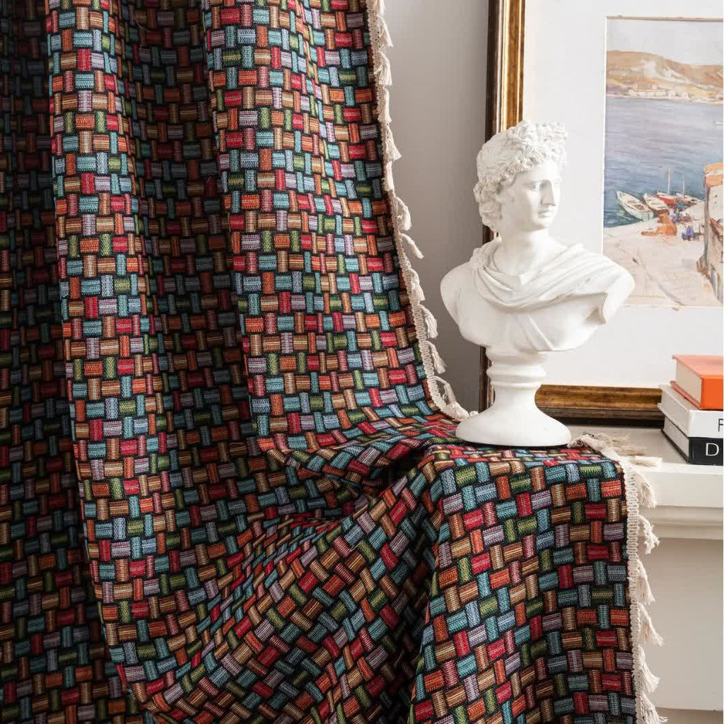 Colorful Geometric Knot Jacquard Curtains