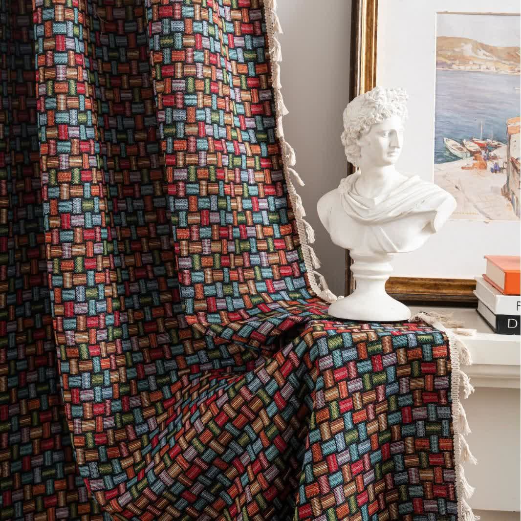 Colorful Geometric Knot Jacquard Curtains