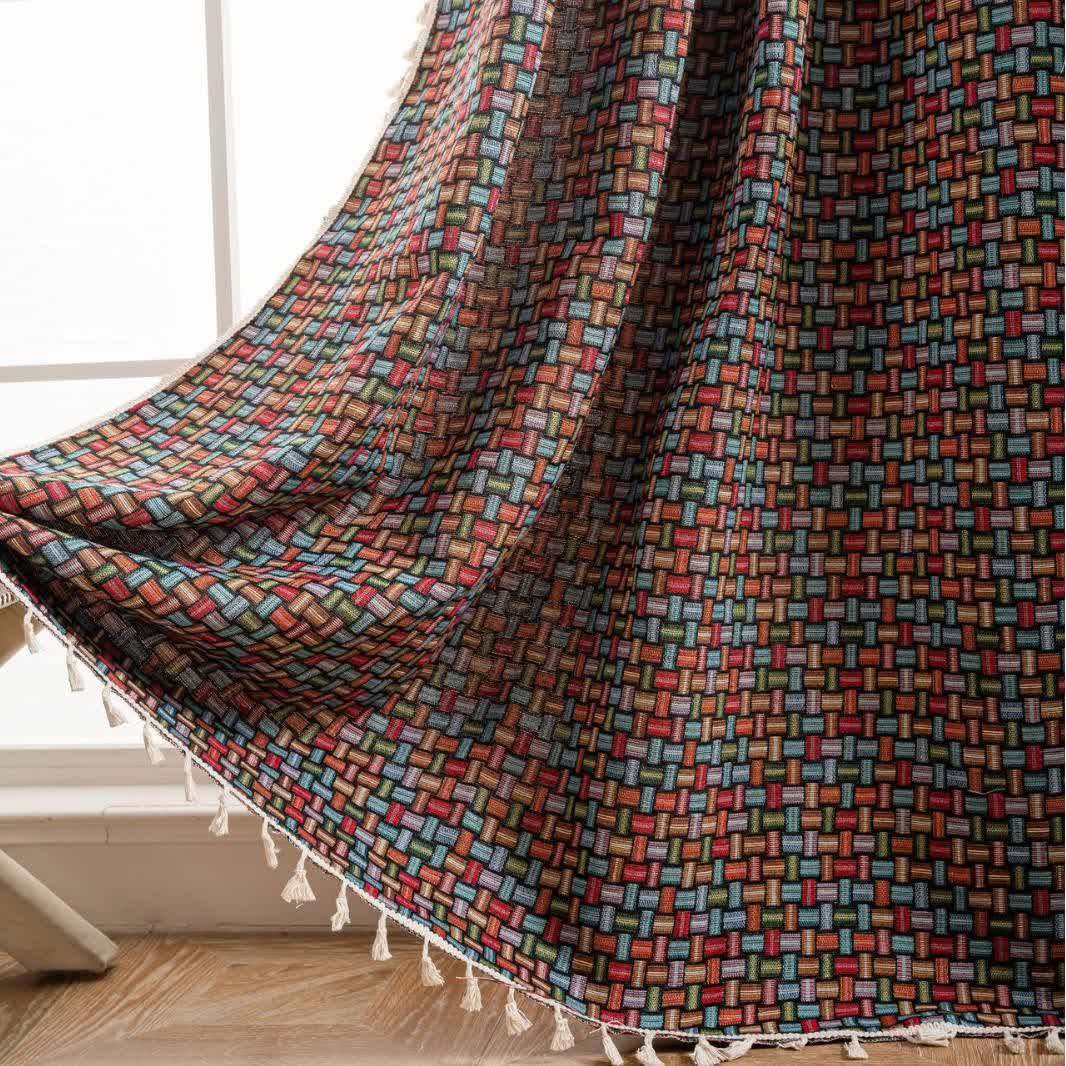 Colorful Geometric Knot Jacquard Curtains