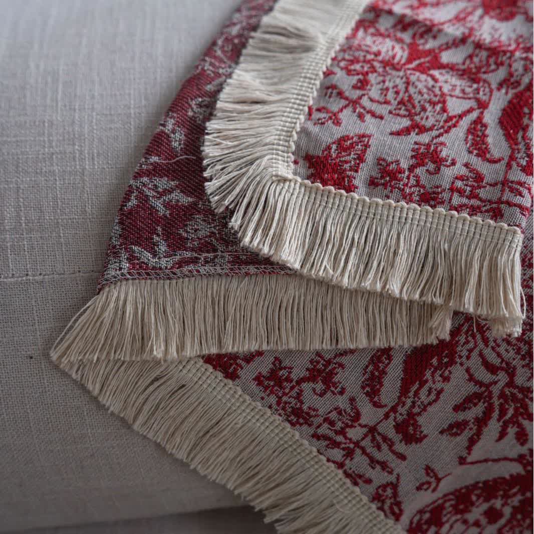 Red Butterfly Floral Sofa Throw Blanket