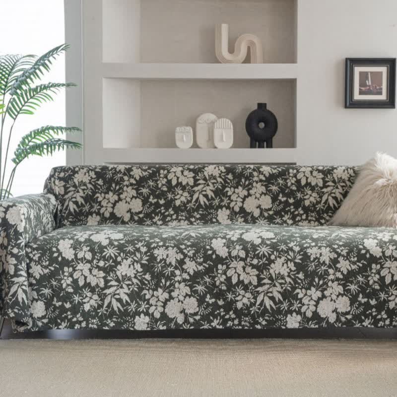 Poppy Floral Leaf Sofa Throw Blanket