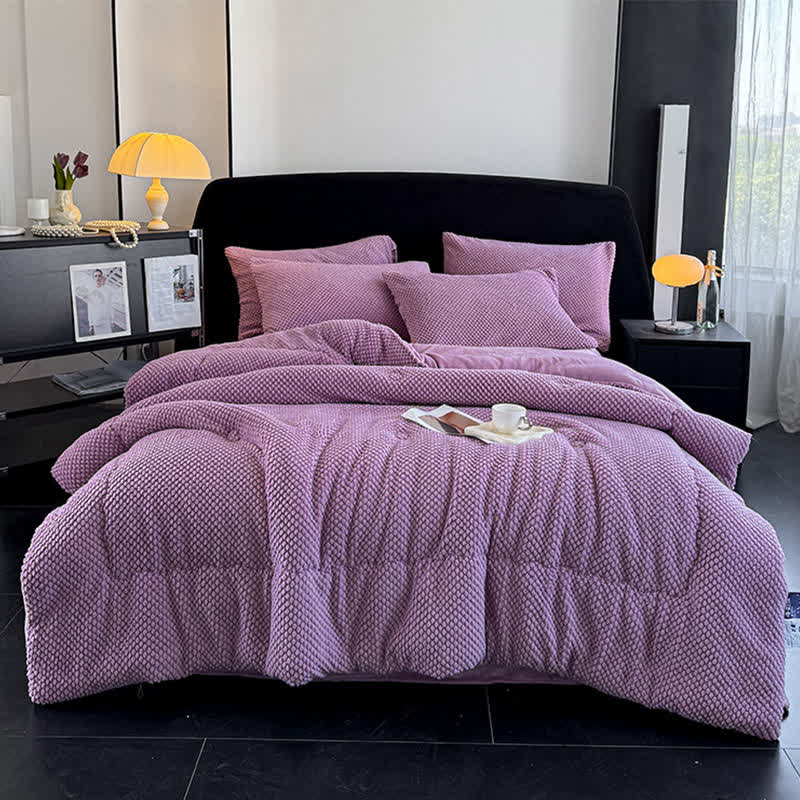 Solid Color Textured Warm Blanket