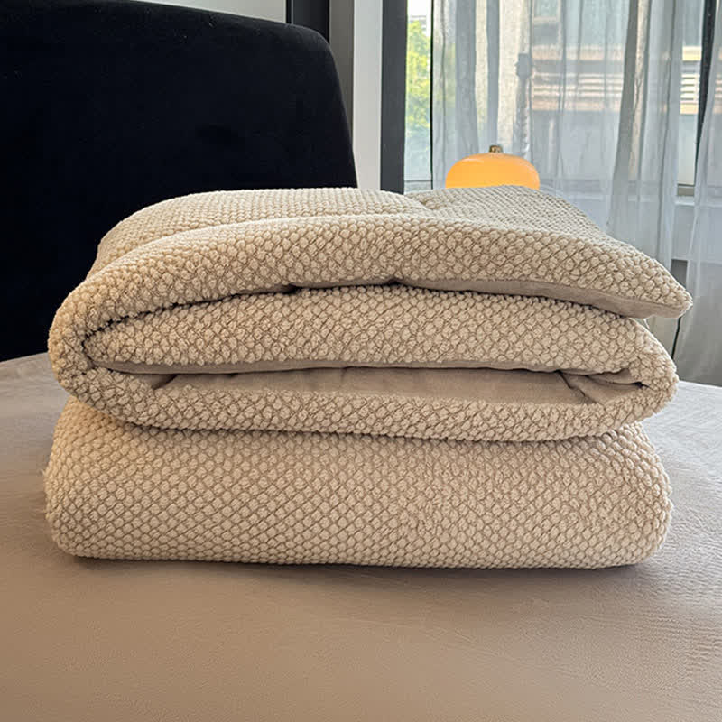 Solid Color Textured Warm Blanket