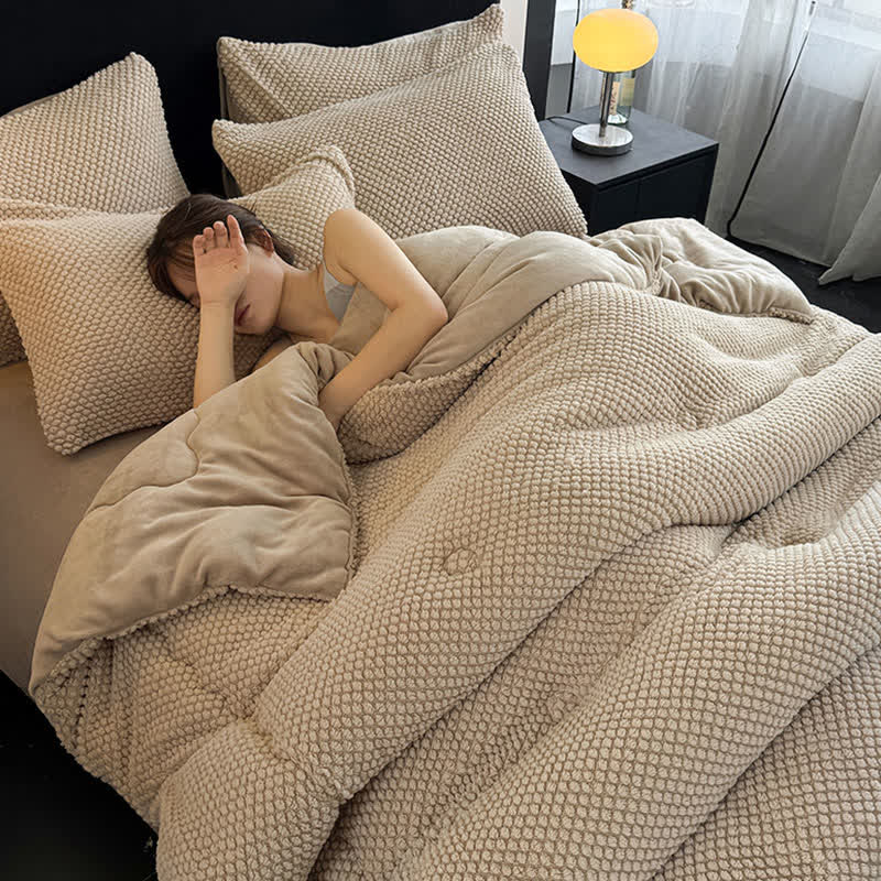 Solid Color Textured Warm Blanket