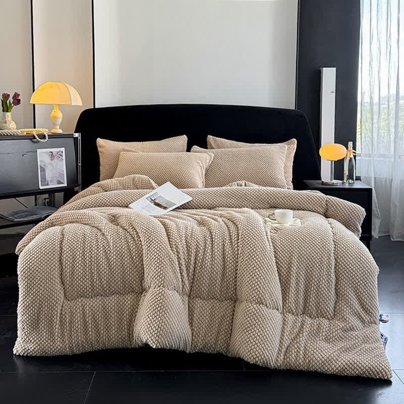 Solid Color Textured Warm Blanket