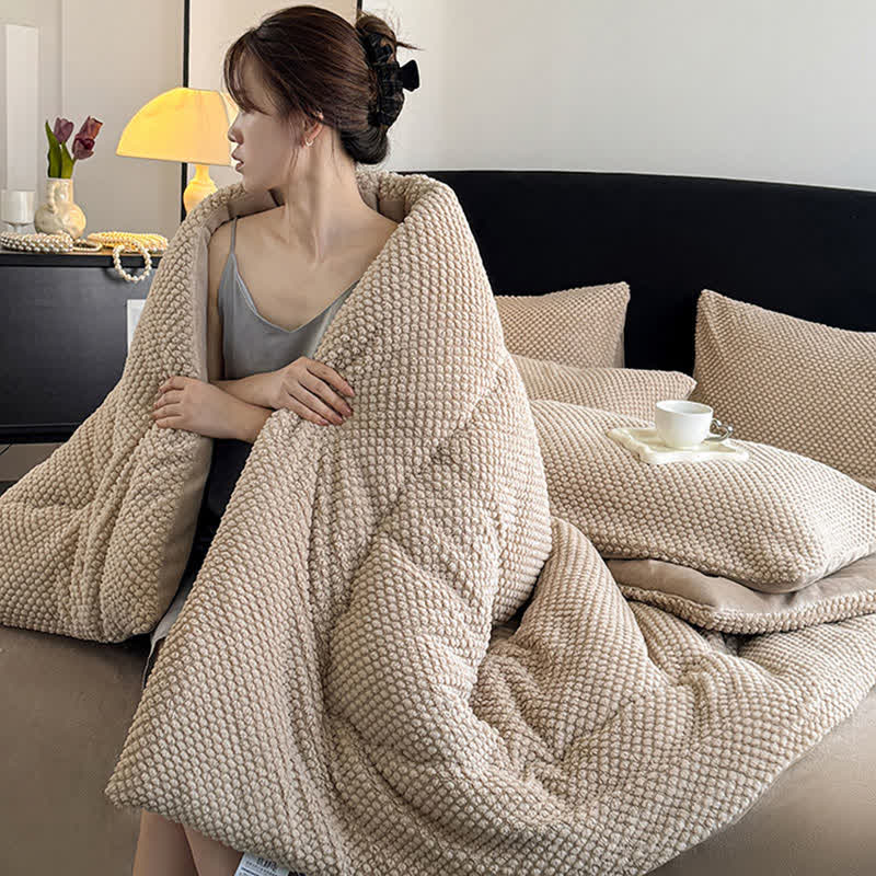 Solid Color Textured Warm Blanket
