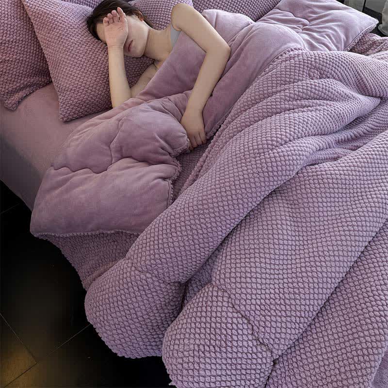 Solid Color Textured Warm Blanket