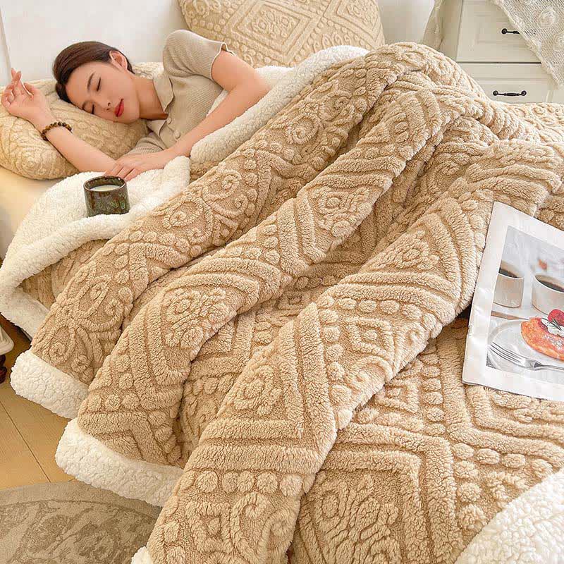 Plush Floral Sherpa Fleece Warm Blanket