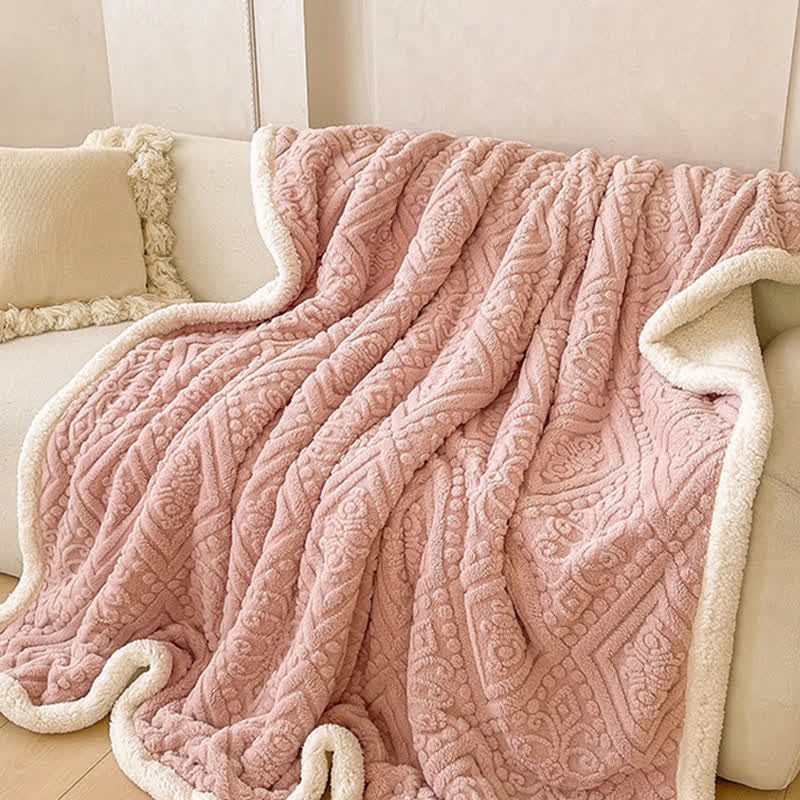 Plush Floral Sherpa Fleece Warm Blanket