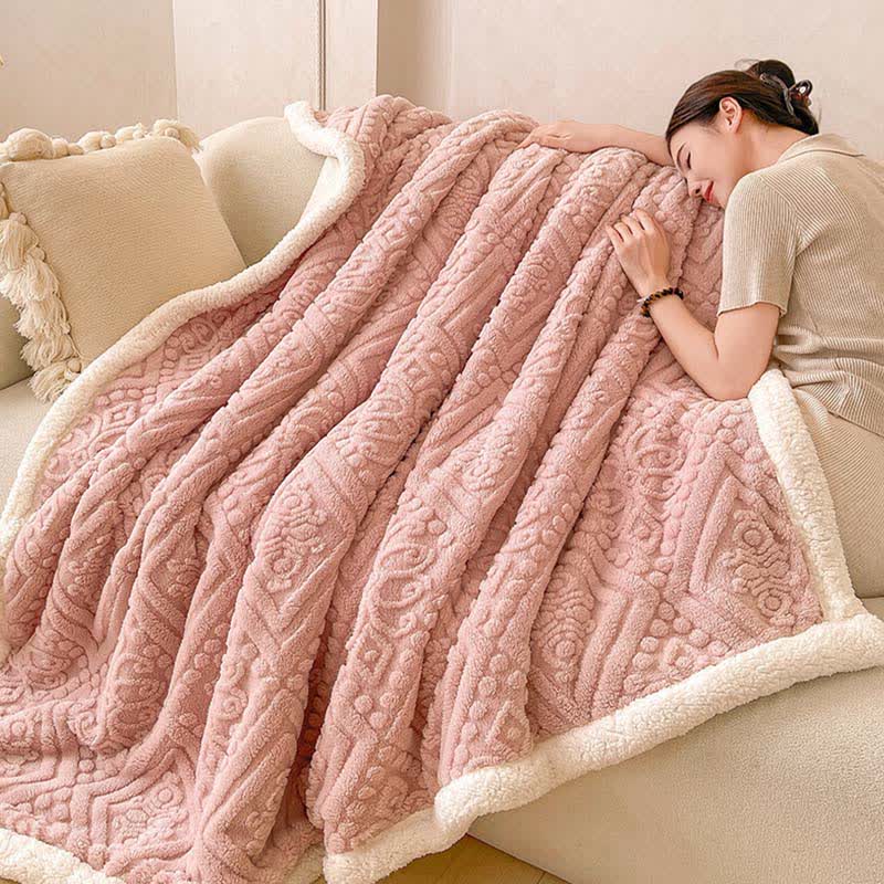 Plush Floral Sherpa Fleece Warm Blanket
