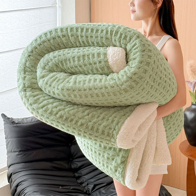 Textured Waffle Sherpa Throw Blanket