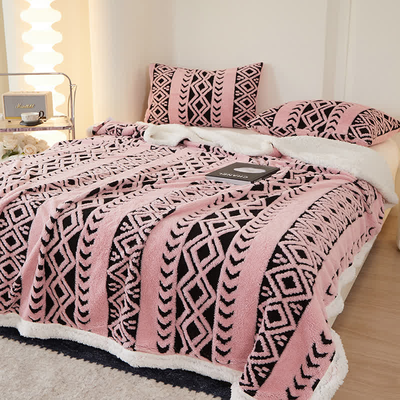 Striped Diamond Jacquard Warm Blanket