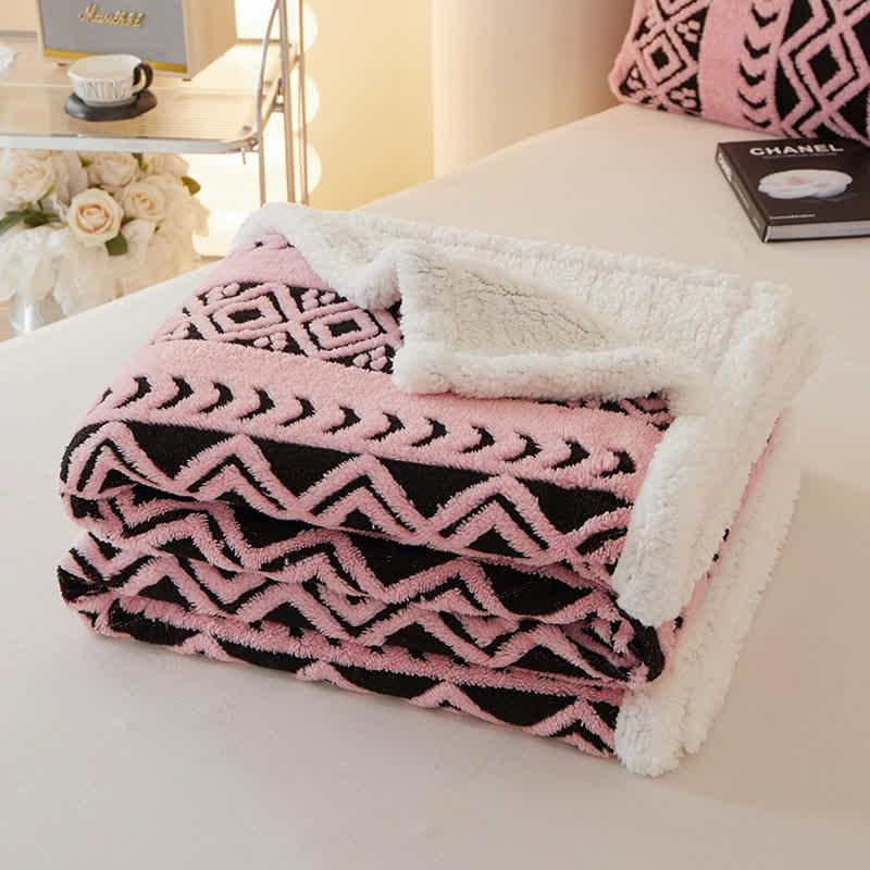 Striped Diamond Jacquard Warm Blanket